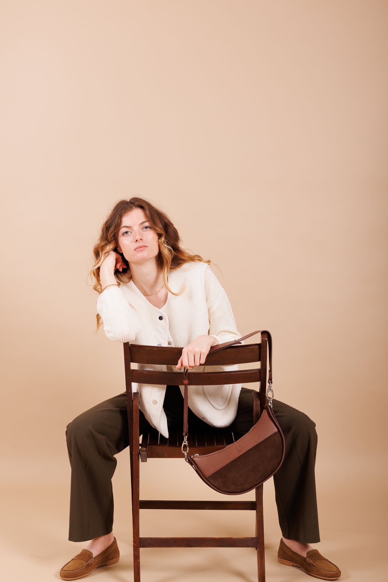 Sac à main en cuir et velours femme