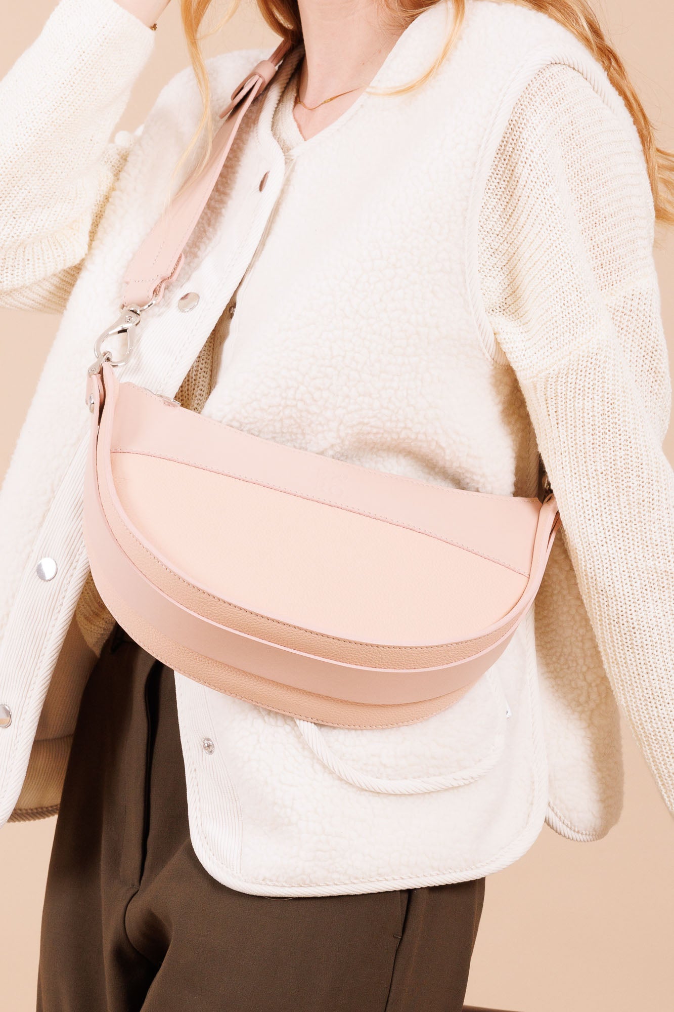 Sac à main en cuir rose femme