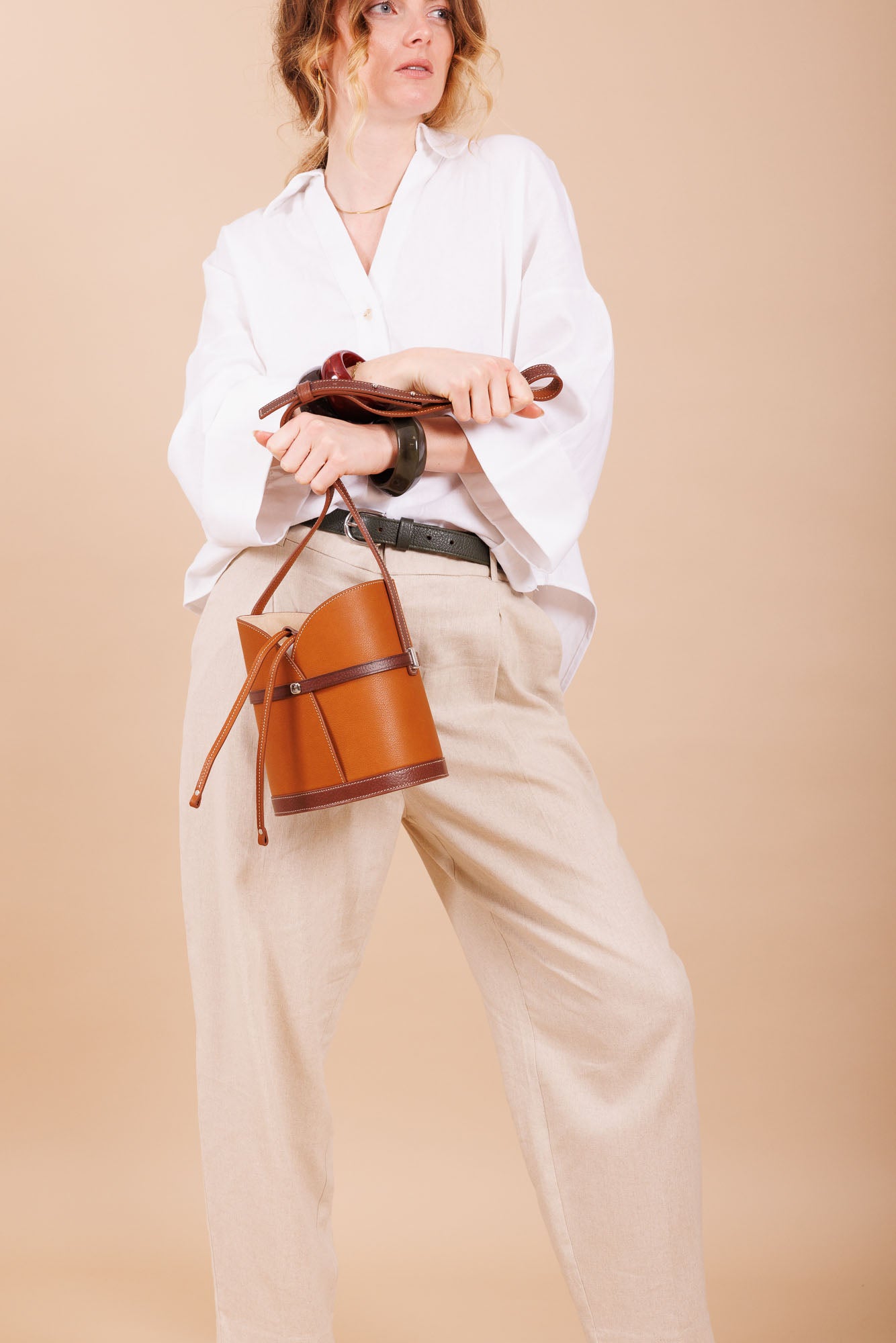 Sac à main en cuir marron 