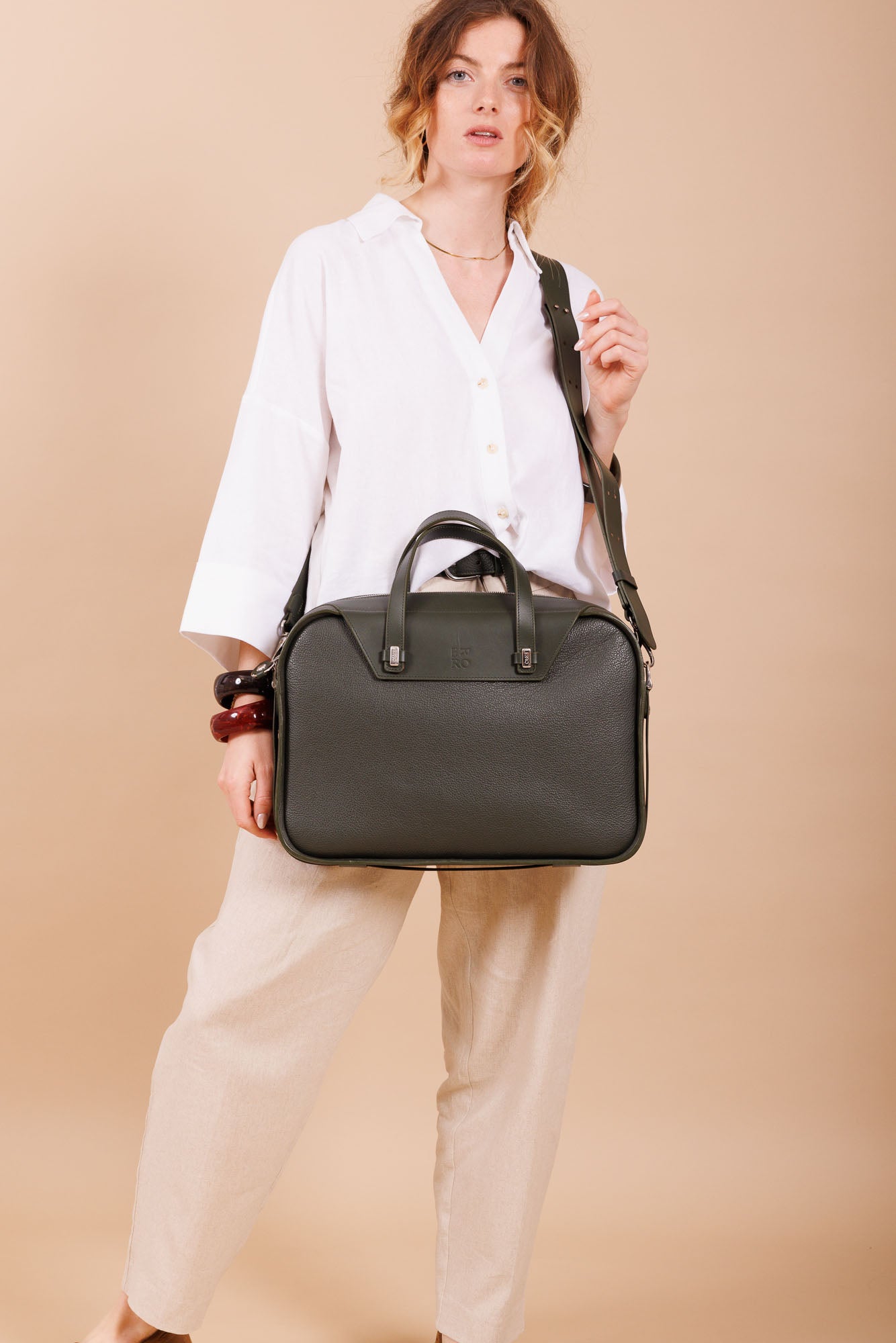 Sacoche en cuir vert femme 