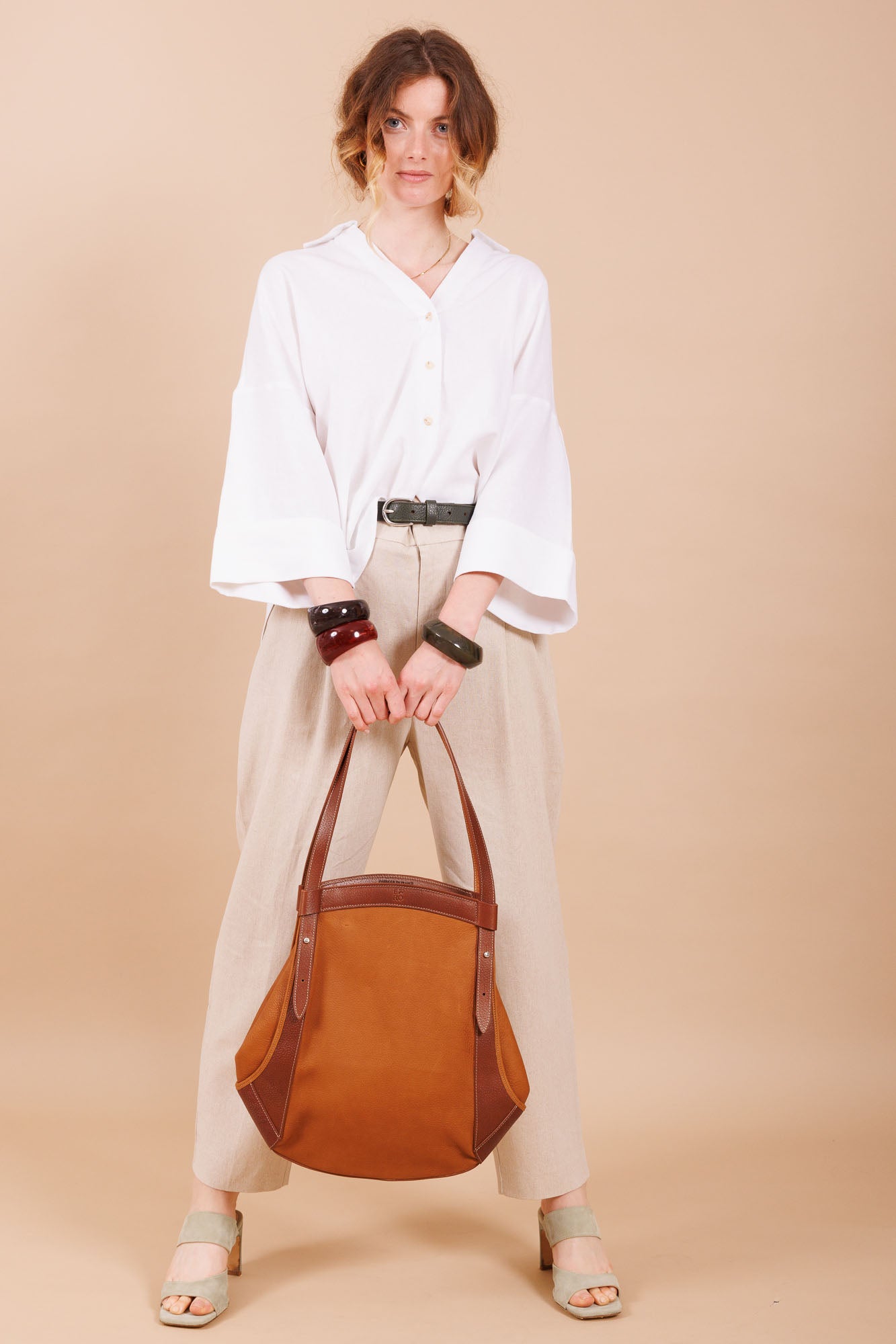 Sac à main en cuir marron femme
