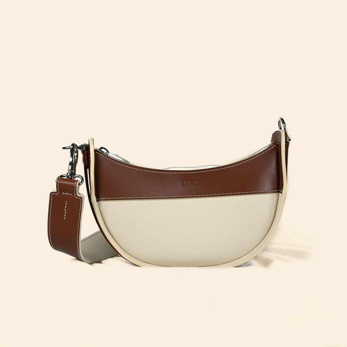 Sac demi lune Ilargia couleur Jasmin et Moka 