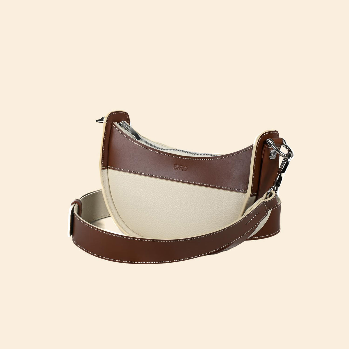 Sac demi-lune Ilargia couleur Jasmin et Moka 